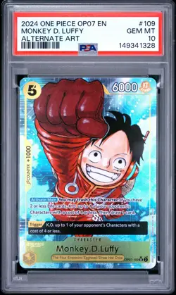 Monkey D. Luffy PSA 10 English One Piece Card OP07-109 2024 500 Years Alternate - Image 1