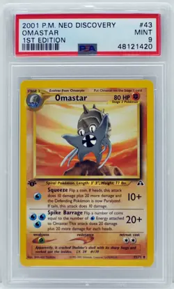 Pokemon 1st Edition Omastar 43/75 Neo Discovery PSA 9 MINT - Image 3