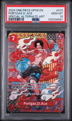 2024 ONE PIECE OP08-TWO LEGENDS SPECIAL ALTERNATE ART #013 PORTGAS D. ACE PSA 10 - Image 1