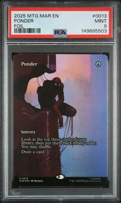 2025 MTG MARVEL'S SPIDER-MAN: SOURCE MATERIAL FOIL #0013 PONDER PSA 9 - Image 1