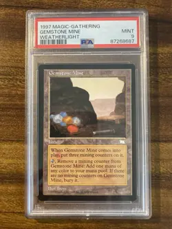 MTG✨GEMSTONE MINE ✨Weatherlight PSA 9 MINT Uncommon LAND 1997 BROM Art LOW POP ! - Image 1