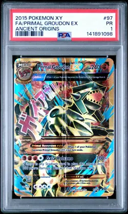 2015 POKEMON XY ANCIENT ORIGINS #97 FULL ART/PRIMAL GROUDON EX PSA 1 - Image 1