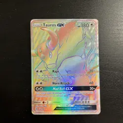 Tauros GX Pokemon Sun & Moon Base Set 156/149 Secret Rare SM Rainbow Holo NM - Image 1