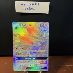 Pokemon Sun & Moon TCG Solgaleo GX 155/149 Holo Secret Rainbow Rare - Image 1