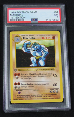 1999 Pokemon Game MACHOKE 1ST EDITION 34/102 PSA 7 NM - Image 1