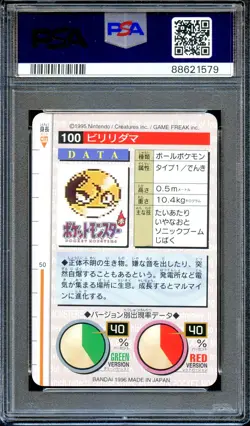 PSA 9 Voltorb #100 Carddass Vending Bandai 1996 Japanese Pokemon Card Red - Image 2