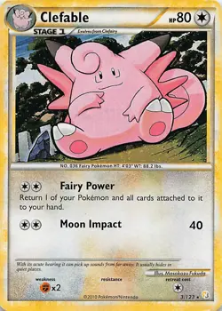 CLEFABLE 3/123 HOLO R HEARTGOLD & SOULSILVER POKEMON NON HOLO HP - Image 1