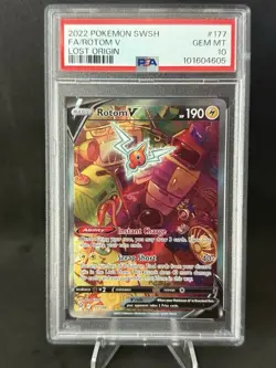 2022 Pokemon SWSH Lost Origin #177 FA/Rotom V PSA 10 GEM MT - Image 1
