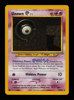 Unown [C] 57/105 Unlimited Uncommon Neo Destiny Pokemon Cards - Image 1