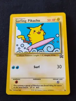Pokemon Card Surfing Pikachu League Promo Black Star #28 WOTC 2001 EX - Image 1