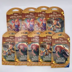Disney Lorcana TCG Wilds Unknown Sleeved Booster Pack Lot Of 9 FACTORY SEALED - Image 1
