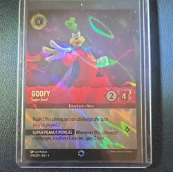 Ravensburger Disney Lorcana Goofy Super Goof Enchanted Holo Ruby 214/204 - Image 1