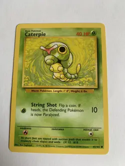 Pokemon TCG Base Set Caterpie Card 45/102 Regular Common - 45/102 - Image 1