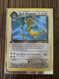 Pokemon TCG Dark Dragonite 1st Edition Non-Holo Card 22/82 - Image 1