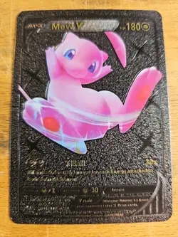 Mew V Premium Black Foil Fan Art Vinyl Textured Collector Pokemon Card - Image 1