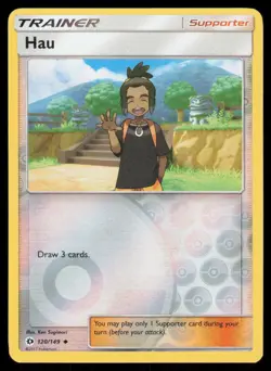 Hau 120/149 Reverse Holo Pokemon SM Base Set LP - Image 1