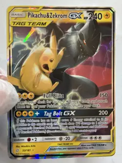 Pokemon TCG Pikachu & Zekrom GX Team Up Holo Card 33/181 NM Condition - Image 1