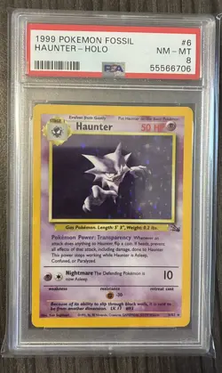 Haunter 6/62 Fossil Unlimited Holo Rare - WOTC Pokemon Card PSA 8 - Image 1