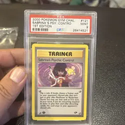 1st Edition Sabrina’s Psychic Control 121/132 Gym Challenge Pokemon Card psa 9 - Image 1