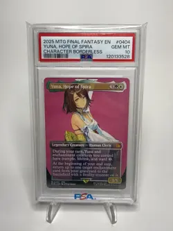 2025 MTG FINAL FANTASY CHARACTER BORDERLESS #0404 YUNA, HOPE OF SPIRA PSA 10 - Image 1