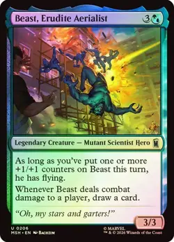 NM Foil Beast, Erudite Aerialist, MTG, Super Heroes, Magic the Gathering, 206 - Image 1