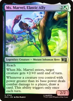 NM Foil Ms. Marvel, Elastic Ally, MTG, Super Heroes, Magic the Gathering, 744 - Image 1