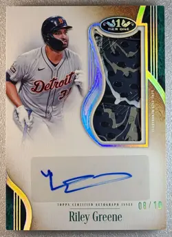 Riley Greene 2026 Topps Tier One Auto /10 Batting Glove Relic Tigers - Image 1