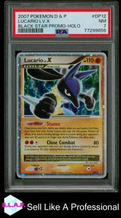 LUCARIO LV.X BLCK STR PRM-HOLO POKEMON DIAMOND & PEARL STR PRM 2007 DP12 PSA 7 - Image 1