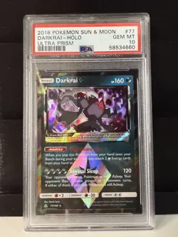 PSA 10 Darkrai 2018 Pokemon Sun and Moon Ultra Prism #77 - Image 1
