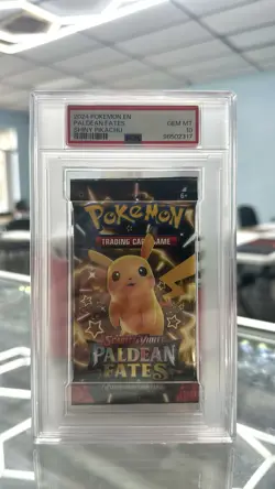 PSA 10 GEM MINT Paldean Fates SEALED Booster Pack Pokemon Shiny Pikachu *POP 32* - Image 1