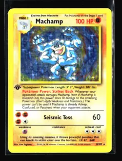 Machamp 1st Edition 8/102 Base Set Holo Rare Pokemon Card R1-618 - Image 1