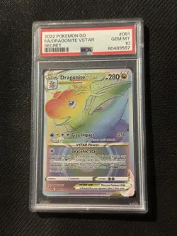 Pokemon Go Dragonite VSTAR Holo Rainbow Rare Card 081/078 PSA 10 Gem Mint - Image 1