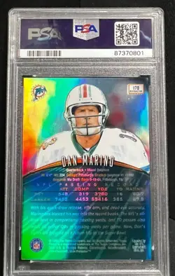1998 TOPPS FINEST DAN MARINO NO-PEEL REFRACTOR #170 PSA9 MINT---STUNNING CARD - Image 2
