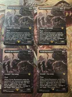 FOUR (4) Borderless MTG Orcish Bowmasters Magic: the Gathering Cards! (LTR) - Image 1