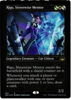 Rigo, Streetwise Mentor (Gilded Foil) 394 R Streets of New Capenna NM Foil - Image 1