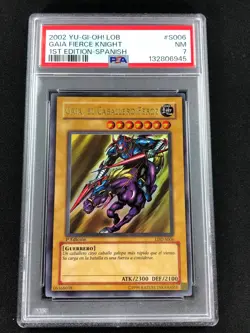 Yugioh 2002 Gaia The Fierce Knight LOB 1st LDD-S006 PSA 7 Ultra Rare Spanish - Image 1