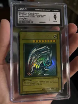 Yugioh Blue-Eyes White Dragon SDK-001 Ultra Rare Faded Error CGC 9 TCG CCG Card - Image 1