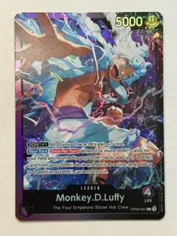 Bandai One Piece CCG Monkey D. Luffy OP09-061 Leader Alt Art Holo Purple EN - Image 1