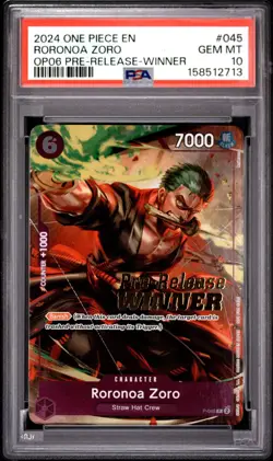 2024 One Piece ENB OP06 Pre Release Winner Roronoa Zoro #045 PSA 10 GEM MINT - Image 1