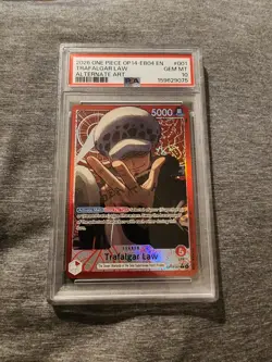 Trafalgar Law OP14-001 Alternate Art The Azure Sea's Seven Foil PSA 10 Gem Mint - Image 1