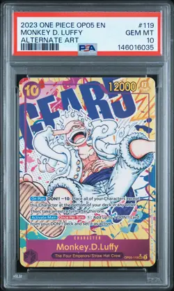 PSA 10 GEM MT One Piece Awakening Of The New Era #OP05-119 Monkey D Luffy Alt - Image 1