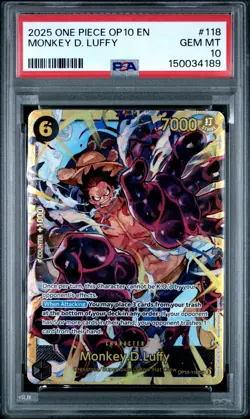 2025 ONE PIECE OP10-ROYAL BLOOD #118 MONKEY D. LUFFY PSA 10 - Image 1