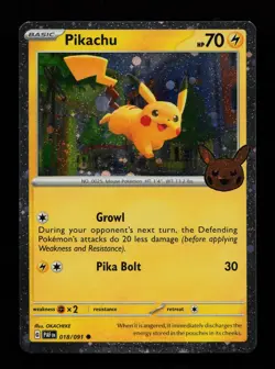Pikachu 018/091 Holo Rare Trick or Trade BOOster 2024 Pokemon Cards - Image 1