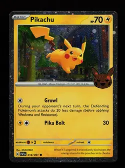 Pikachu 018/091 Holo Rare Trick or Trade BOOster 2024 Pokemon Cards - Image 1