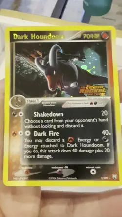 Dark Houndoom 5/109 EX Team Rocket Returns Reverse Holo Stamp 2004 Pokemon Card - Image 2