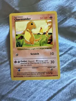 Pokemon TCG Charmander Card 46/102 Common Shadowless Base Set - Image 1