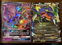 Pokemon TCG JUMBO CARDS Lot Mewtwo GX SM196 & Garchomp XY09 Promo Lot 2 Cards - Image 1