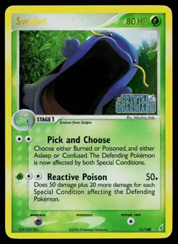 Pokemon Card Crystal Guardians Swalot 11/100 Reverse Holo Rare STAMPED - Image 1