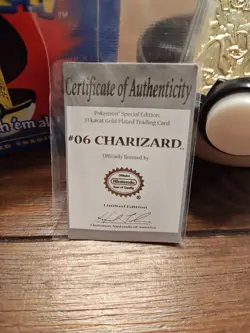 Charizard Pokemon 23K Gold Plated Trading Card 1999 Burger King Pokeball COA - Image 2