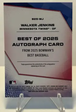2025 Bowman's Best Walker Jenkins Green Refractor Auto /99 #B25-WJ Twins - Image 4